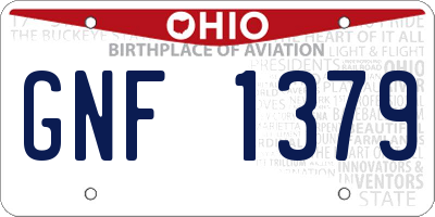 OH license plate GNF1379