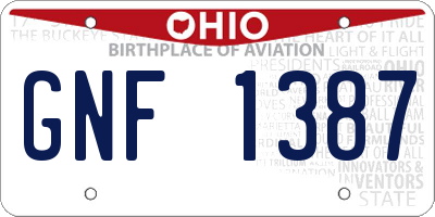 OH license plate GNF1387