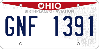 OH license plate GNF1391
