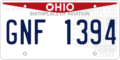 OH license plate GNF1394