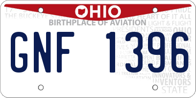 OH license plate GNF1396