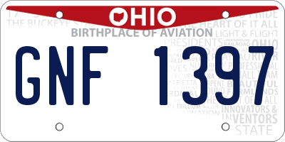OH license plate GNF1397