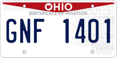 OH license plate GNF1401