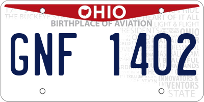 OH license plate GNF1402