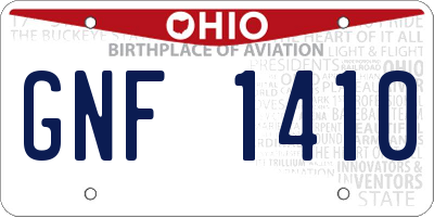 OH license plate GNF1410