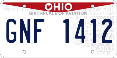 OH license plate GNF1412
