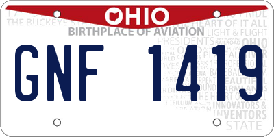 OH license plate GNF1419