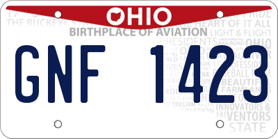 OH license plate GNF1423