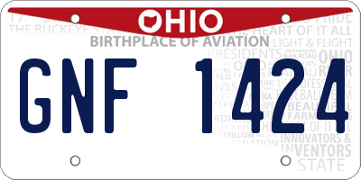 OH license plate GNF1424