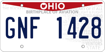 OH license plate GNF1428