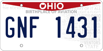 OH license plate GNF1431