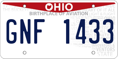 OH license plate GNF1433
