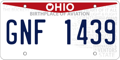 OH license plate GNF1439