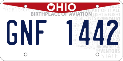 OH license plate GNF1442