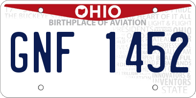 OH license plate GNF1452