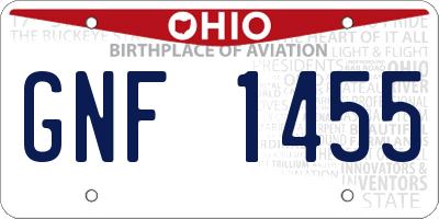 OH license plate GNF1455