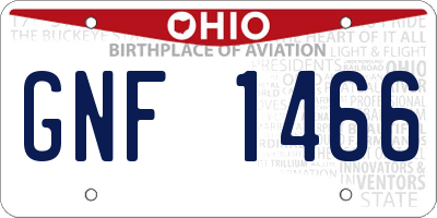 OH license plate GNF1466