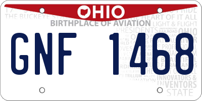 OH license plate GNF1468