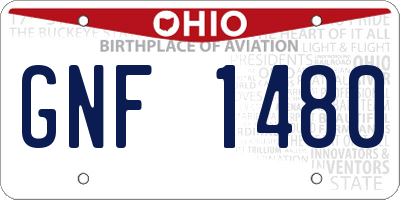 OH license plate GNF1480