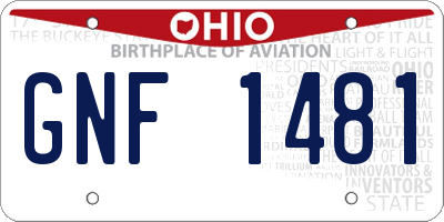OH license plate GNF1481