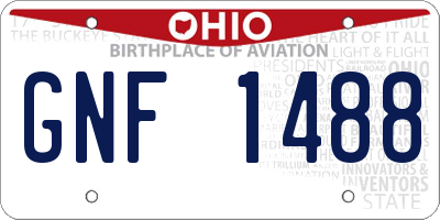 OH license plate GNF1488