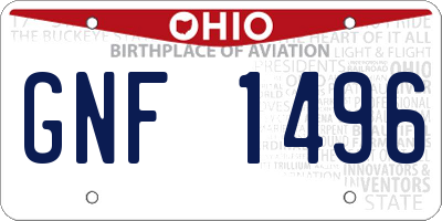 OH license plate GNF1496