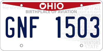 OH license plate GNF1503