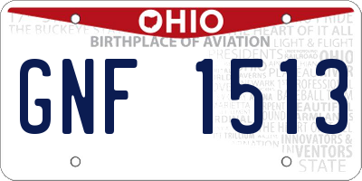 OH license plate GNF1513