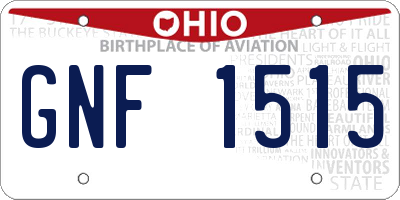 OH license plate GNF1515