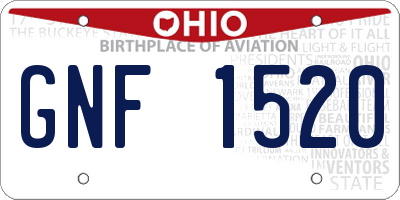 OH license plate GNF1520