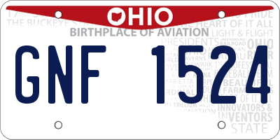 OH license plate GNF1524
