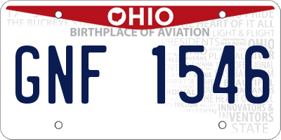 OH license plate GNF1546