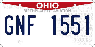 OH license plate GNF1551