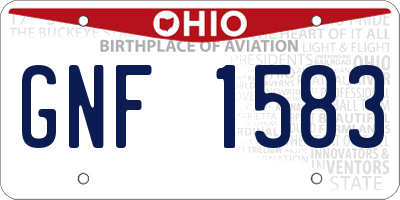 OH license plate GNF1583