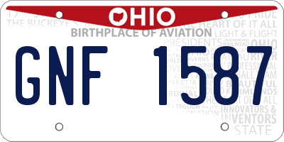 OH license plate GNF1587