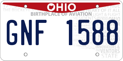 OH license plate GNF1588