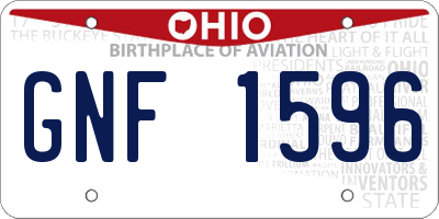 OH license plate GNF1596