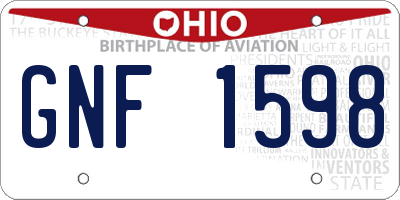 OH license plate GNF1598