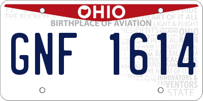 OH license plate GNF1614