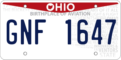OH license plate GNF1647