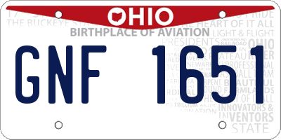 OH license plate GNF1651