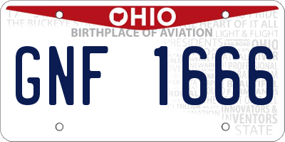 OH license plate GNF1666
