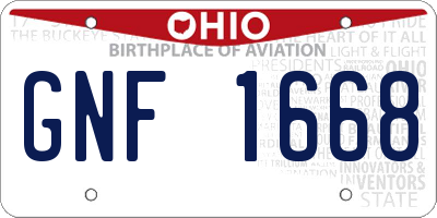 OH license plate GNF1668