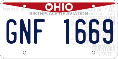 OH license plate GNF1669