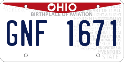 OH license plate GNF1671