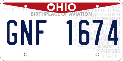OH license plate GNF1674