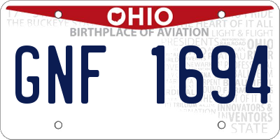 OH license plate GNF1694