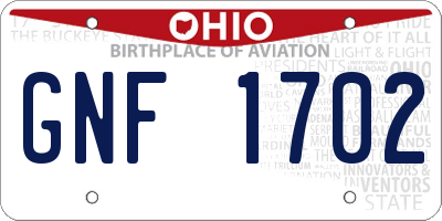OH license plate GNF1702