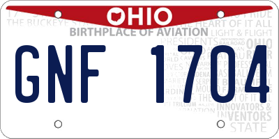 OH license plate GNF1704