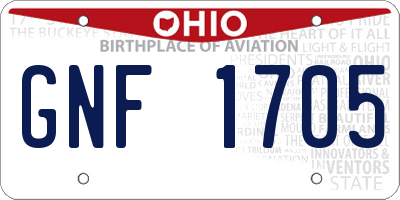 OH license plate GNF1705